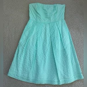 J. Crew strapless A-line dress - textured with pleats - aqua - size 4